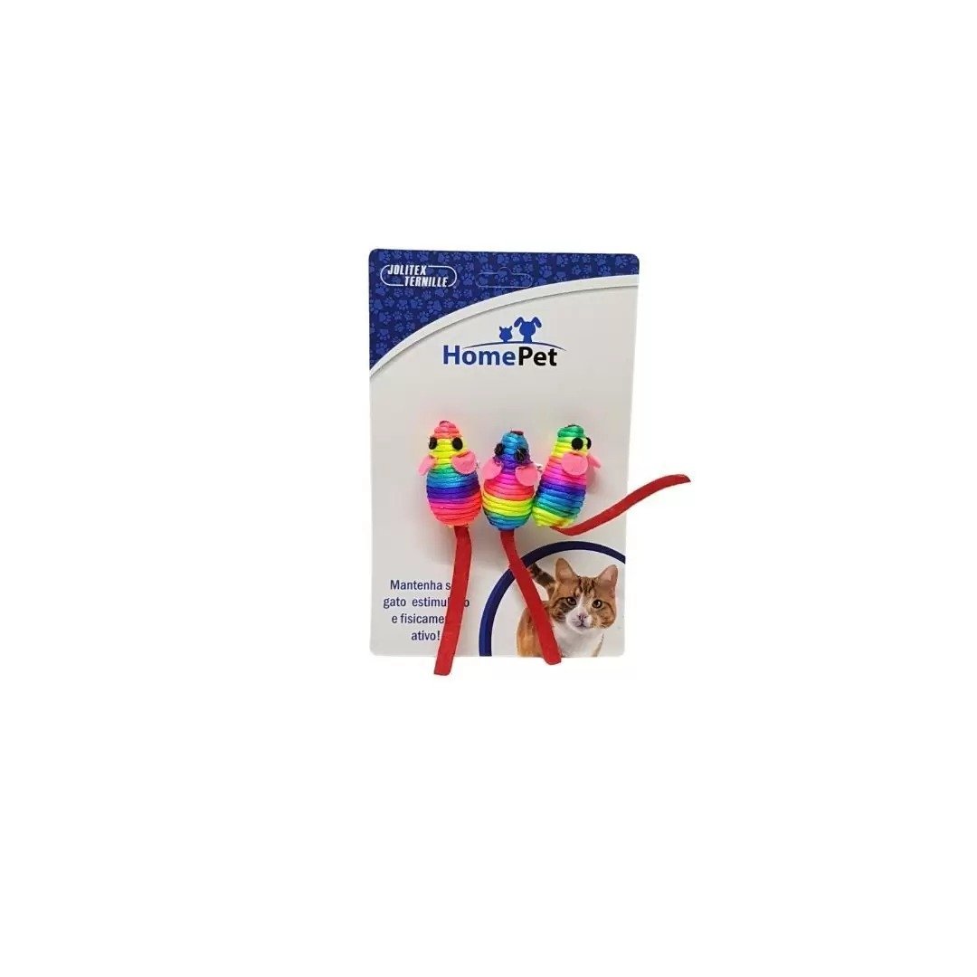 Brinquedo Home Pet Kit com 3 Ratinhos Coloridos - Imagem 3